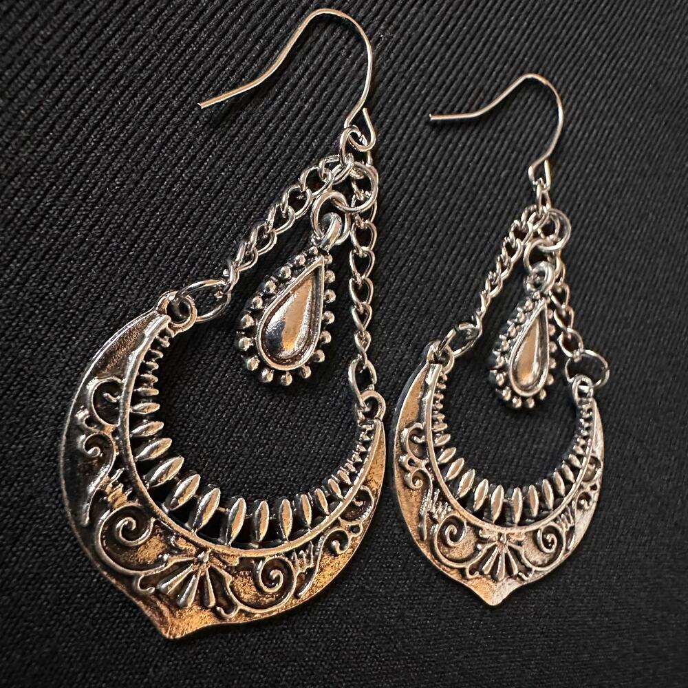 Bollywood Desi Boho Desi Oxidized Silver Tone Earrings